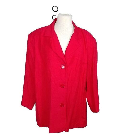 Jessica Howard Women's Dress Jacket Size 24 Linen Blend Three Button Close - Picture 1 of 16